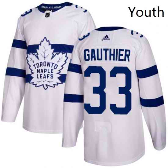 Youth Adidas Toronto Maple Leafs 33 Frederik Gauthier Authentic White 2018 Stadium Series NHL Jersey